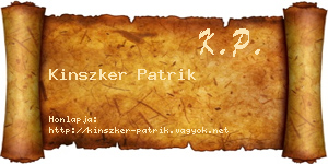 Kinszker Patrik névjegykártya